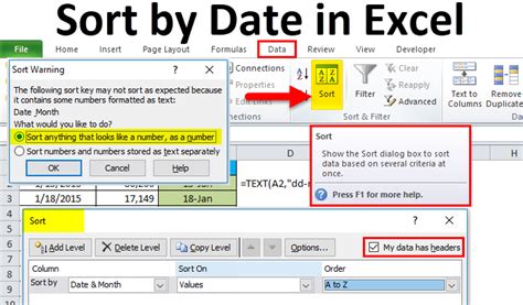 how to arrange date in excel sheet