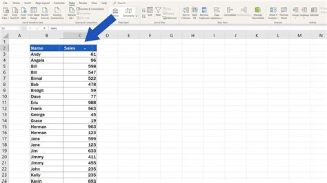 how to arrange name list alphabetically in excel
