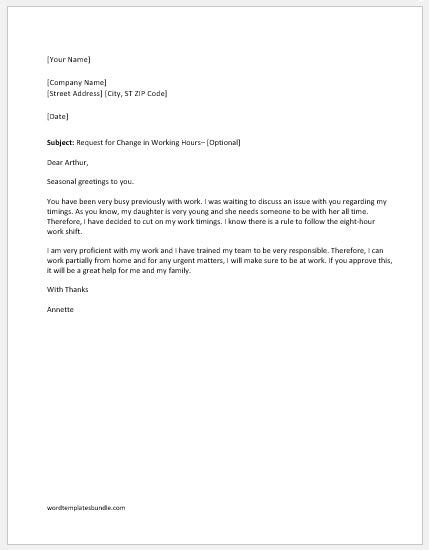 how to ask for a change in working hours