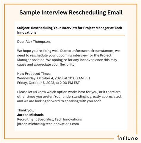 how to ask for interview schedule via email