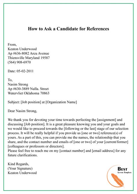 how to ask for job reference sample