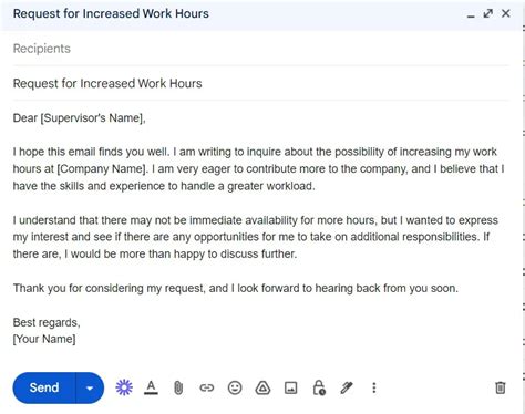 how to ask for more work email