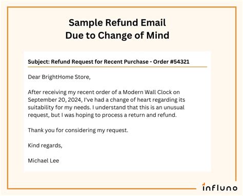 how to ask for refund in email sample