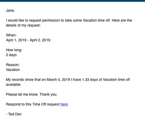 how to ask for time off in an interview