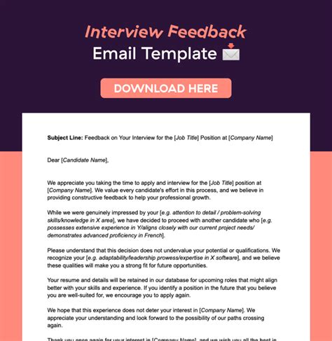 how to ask hr for interview feedback on email