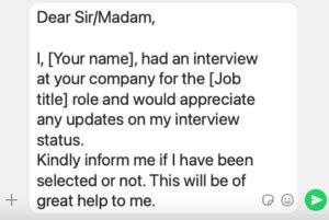 how to ask interview status through call