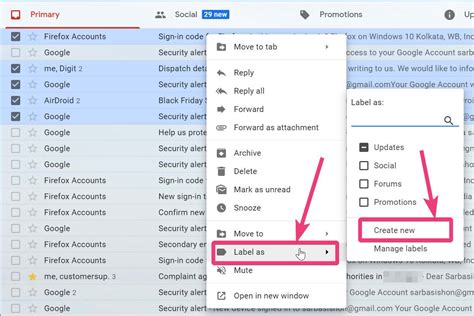 how to assign emails to labels in gmail