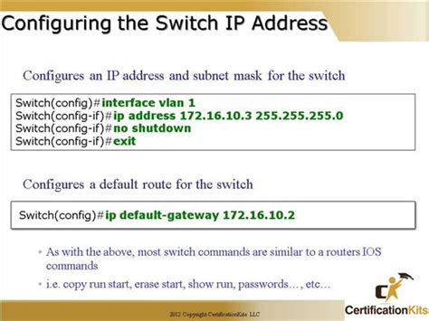 how to assign ip address and default gateway to switch