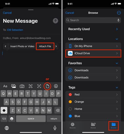 how to attach a file to an email on iphone