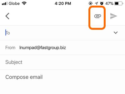 how to attach email in gmail in iphone