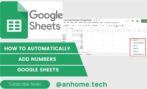 how to auto add numbers in google sheets