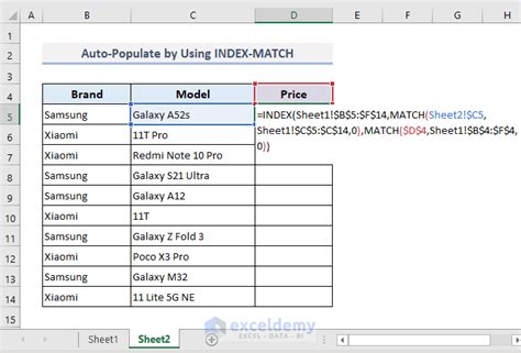how to auto populate text in excel from another worksheet