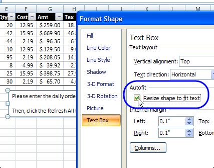 how to auto resize text in excel