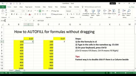 how to autofill horizontally in excel without dragging