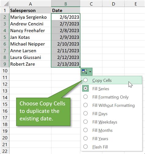 how to autofill week commencing date in excel