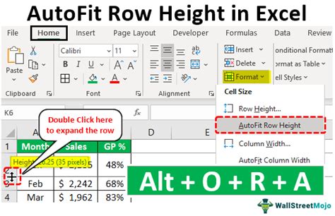 how to autofit row width in excel