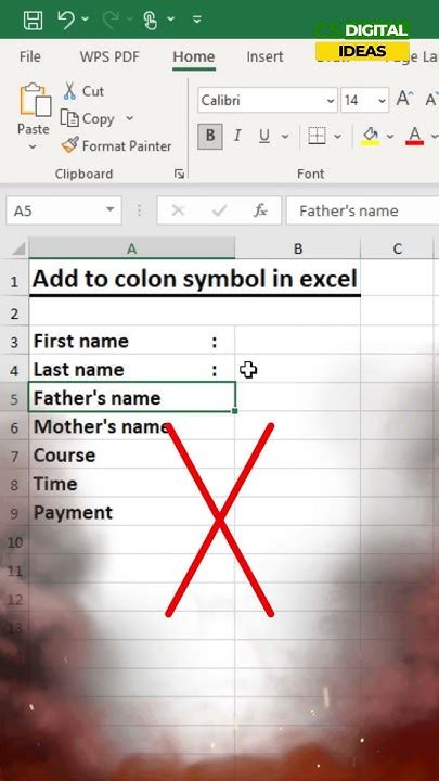 how to automatically add colon in excel