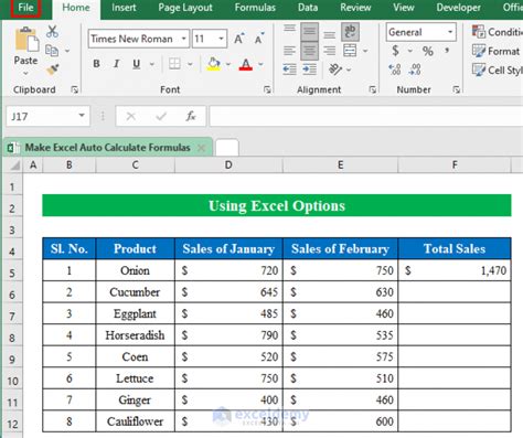 how to automatically calculate formulas in excel