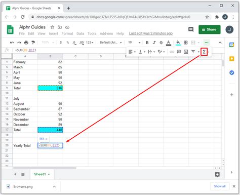 how to automatically calculate sum in google sheets