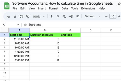 how to automatically calculate time in google sheets