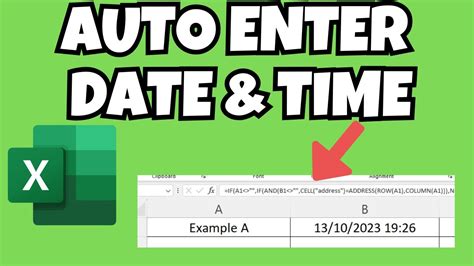 how to automatically enter date and time after data entry in excel