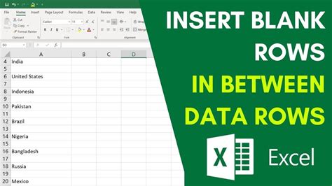 how to automatically insert blank rows between data in excel