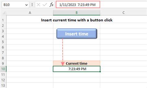 how to automatically insert current time in excel