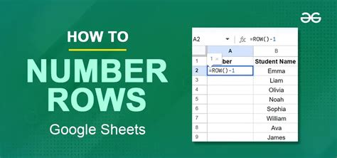how to automatically number rows in google sheets