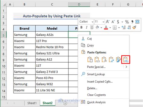 how to automatically populate data from another sheet in excel