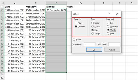 how to automatically populate date in excel using formula