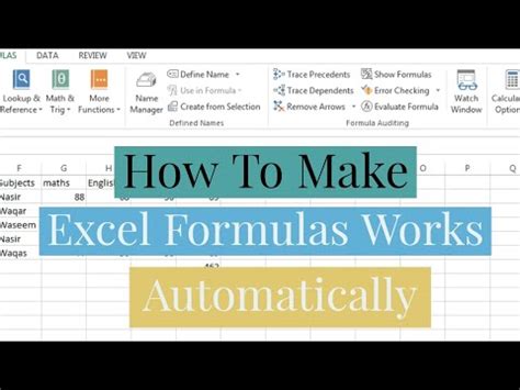 how to automatically run formulas in excel