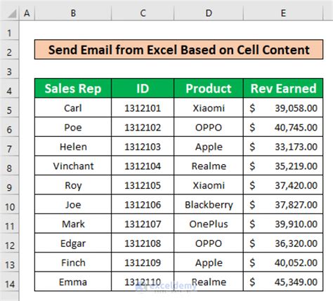 how to automatically send emails from excel based on cell content