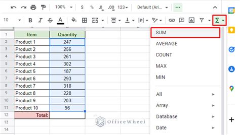 how to automatically sum rows in google sheets