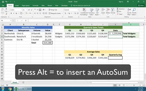 how to autosum in excel shortcut