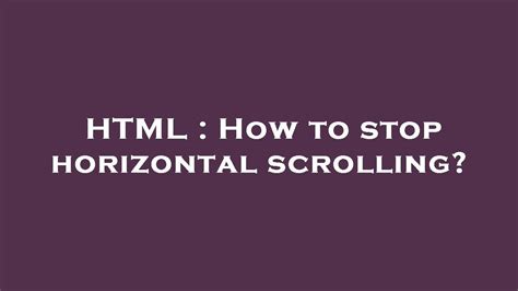 How To Avoid Scrolling In Html