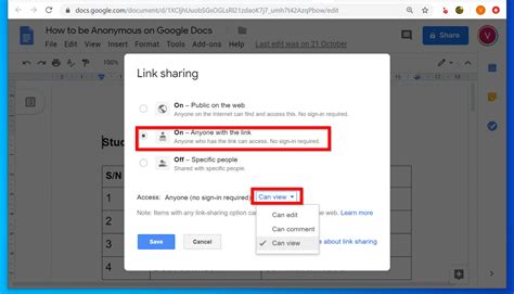 how to be anonymous in google docs