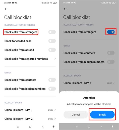 how to block all unknown incoming calls on android
