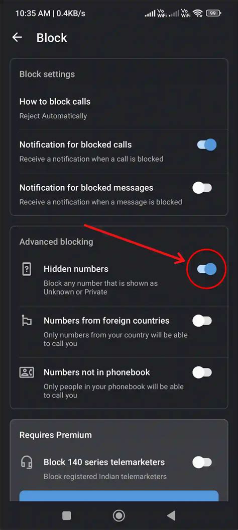 how to block all unknown numbers on android