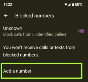 how to block calls from unknown numbers