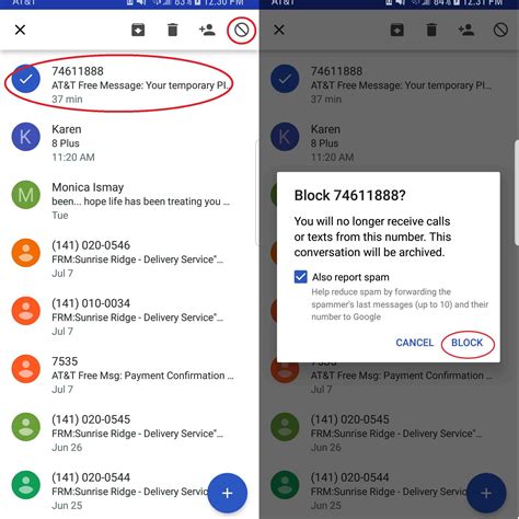 how to block email text messages on android