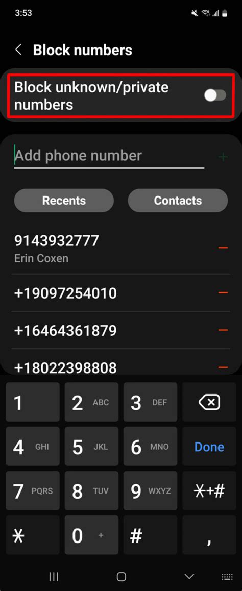 how to block messages from unknown number on android