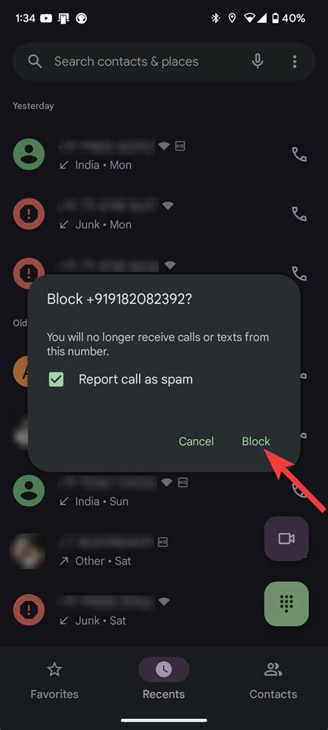 how to block random calls on android