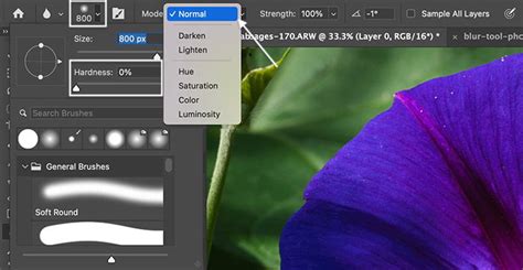 how to blur using brush in photoshop