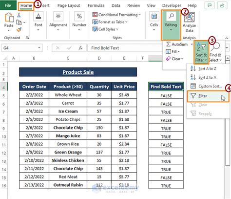 how to bold text in excel