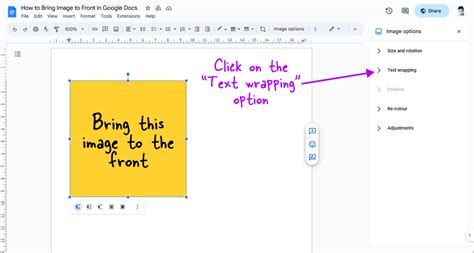how to bring text to front in google docs