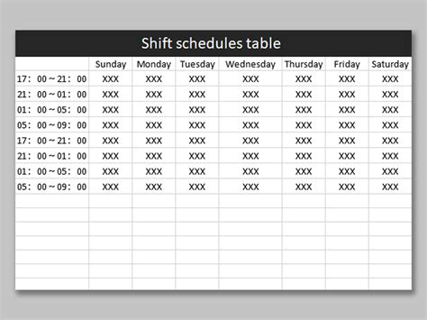how to build a shift schedule in excel