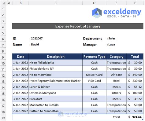 how to build an expense report in excel