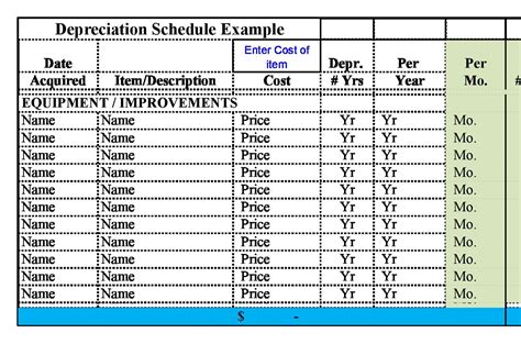 how to build depreciation schedule in excel