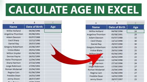 how to calculate 58 years from date of birth in excel