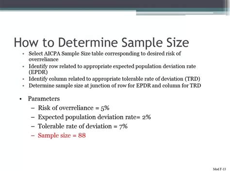 how to calculate a sample size for an audit